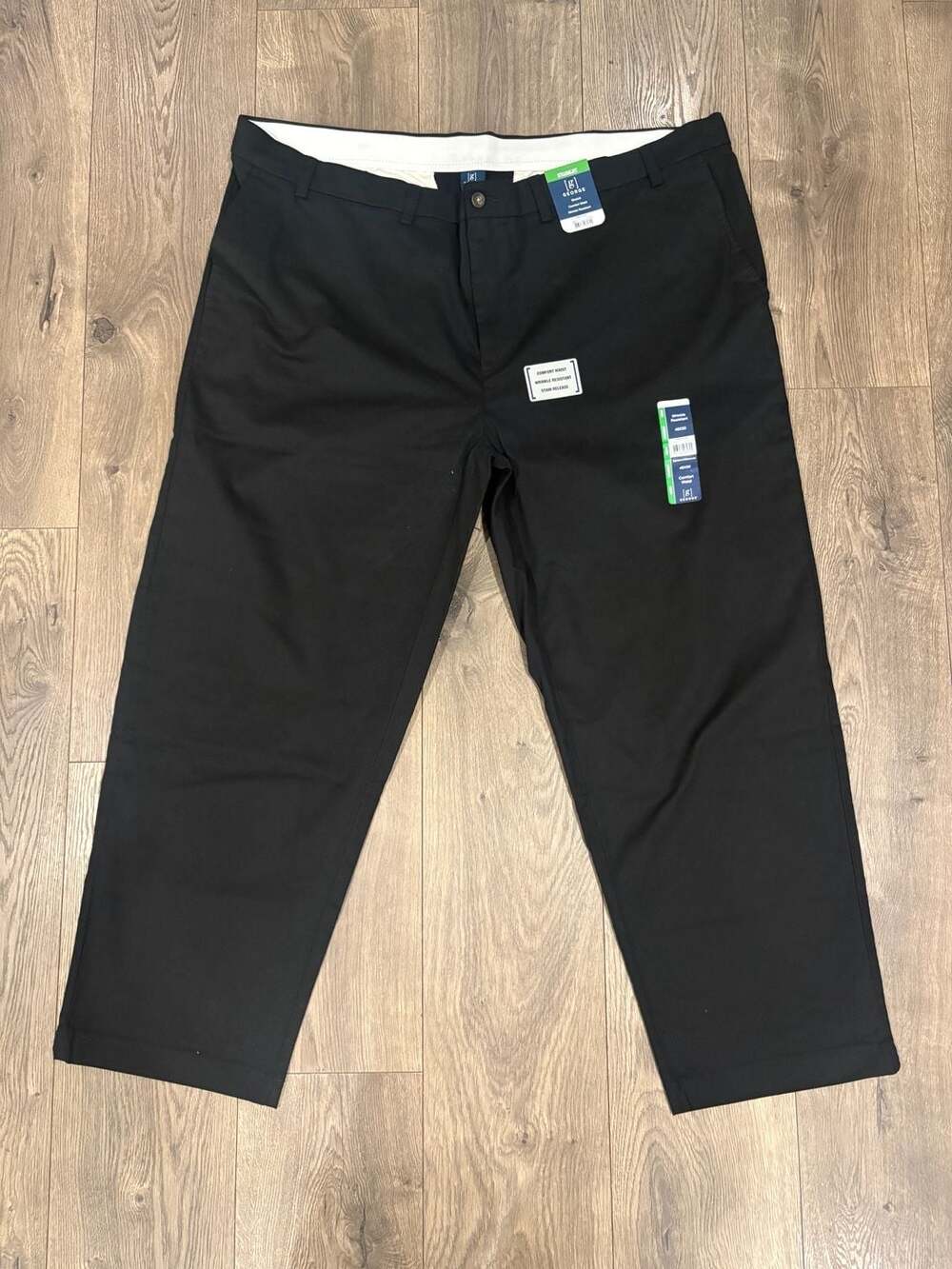 George Mens Straight Fit Stretch Comfort Premium Khaki Pants Black 46x30